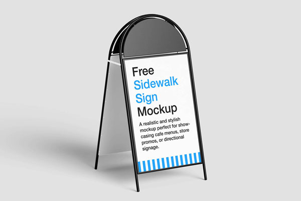 Free Stylish Sidewalk Sign Mockup PSD Template