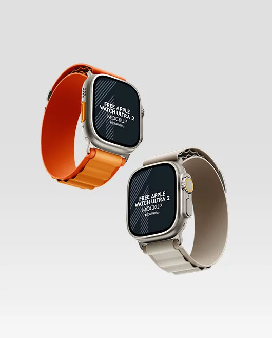 Free Three Apple Watch Ultra Mockups PSD Template
