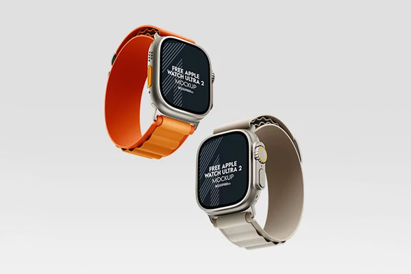 Free Three Apple Watch Ultra Mockups PSD Template