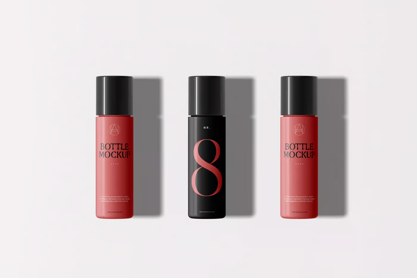 Free Three Plastic Bottle Mockups PSD Template