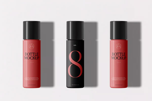 Free Three Plastic Bottle Mockups PSD Template