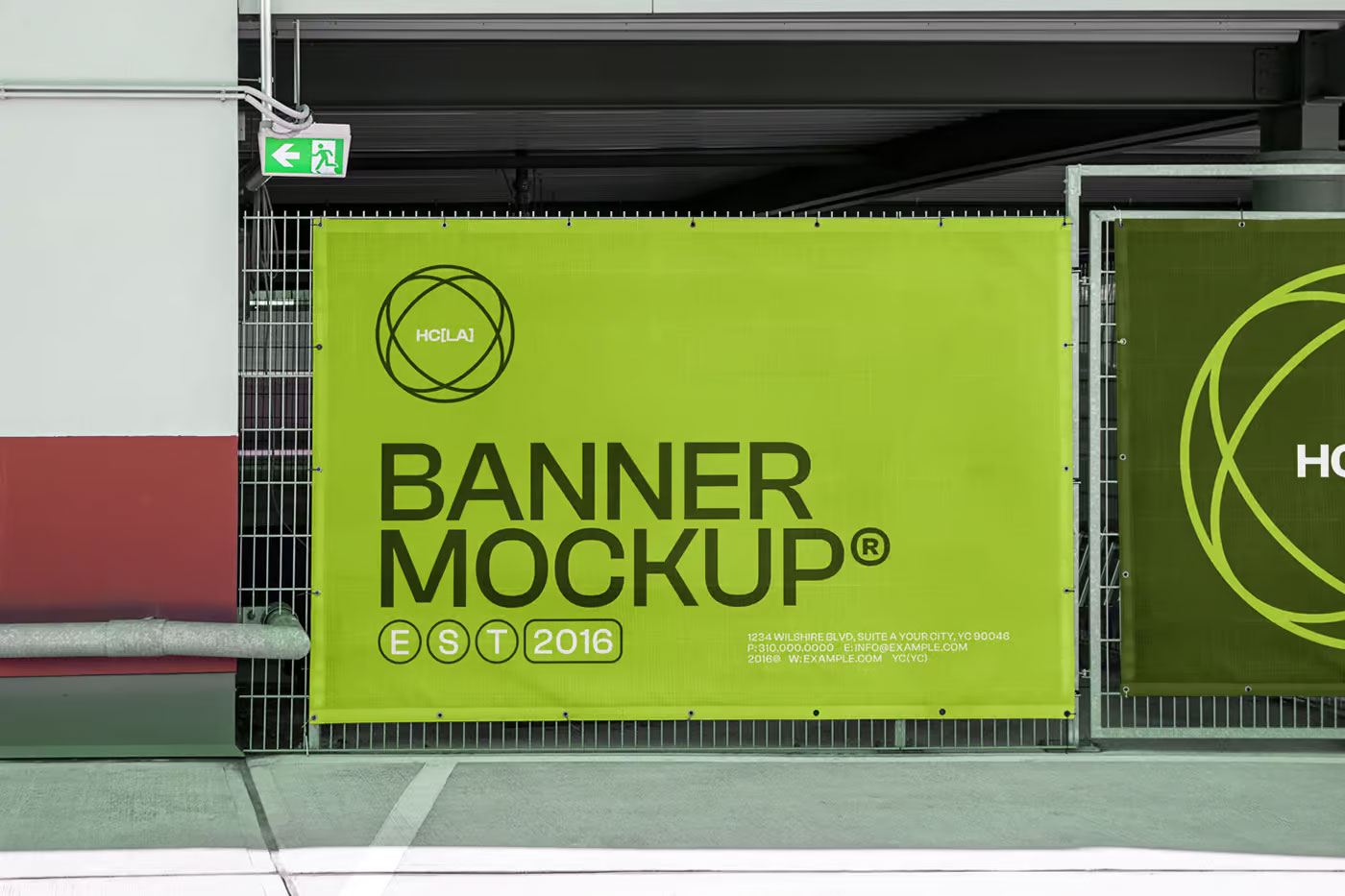 Free Urban Banners on Fence Mockup PSD Template