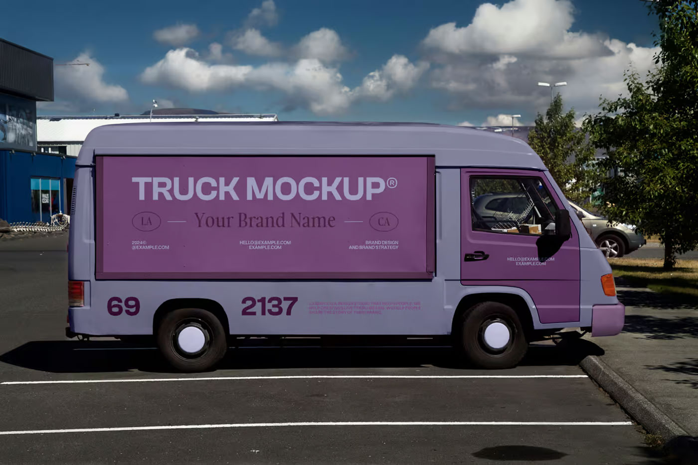 Free Van Food Truck Mockup PSD Template