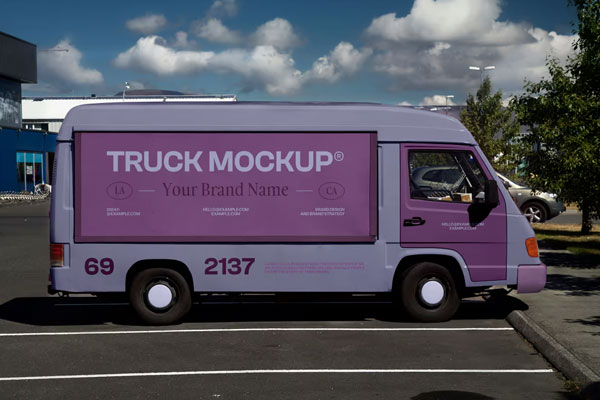 Free Van Food Truck Mockup PSD Template