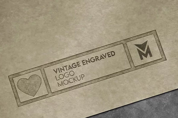 Free Vintage Engraved Logo Mockup PSD Template