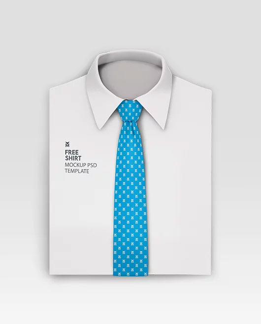 Free White Shirt with Tie Mockup PSD Template