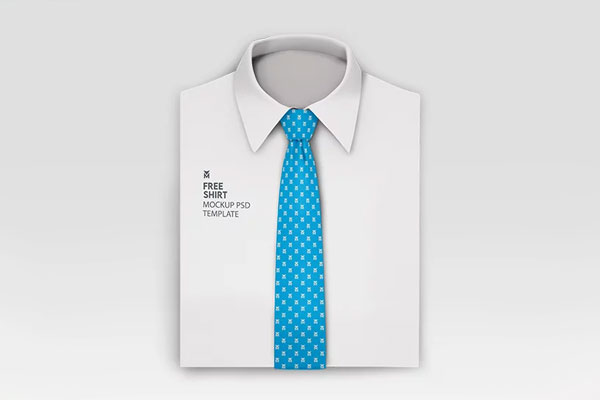 Free White Shirt with Tie Mockup PSD Template