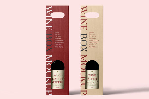 Free Wine Bottle Packaging Mockup PSD Template