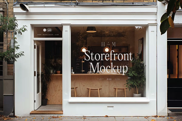 Free Wooden Storefront Mockup PSD Template
