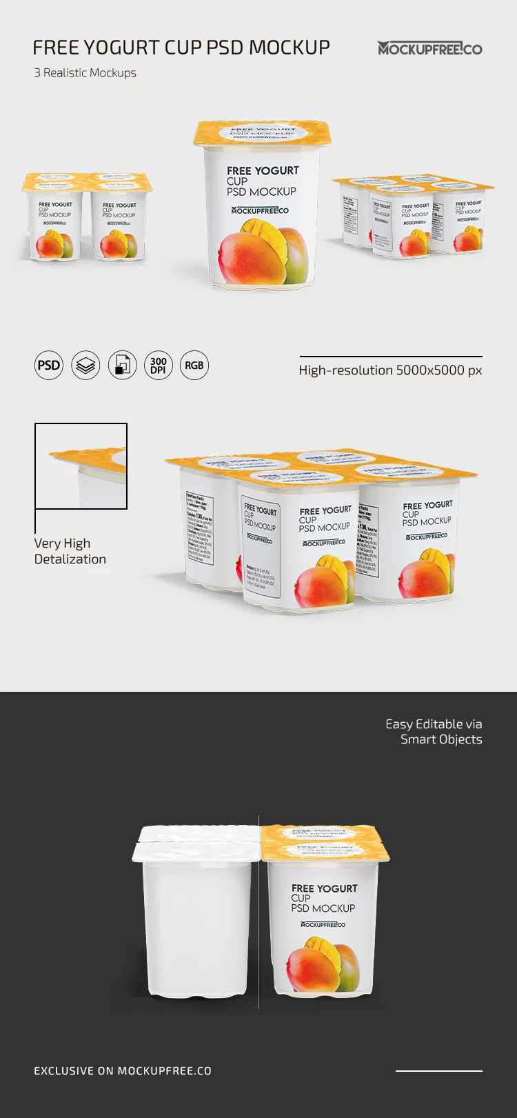 Free Yogurt Cup Mockup PSD Template