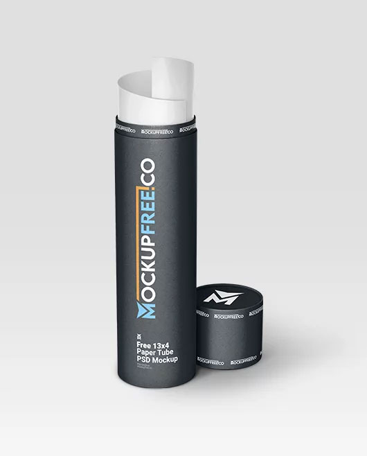 Free 13:4 Paper Tube Mockup PSD Template