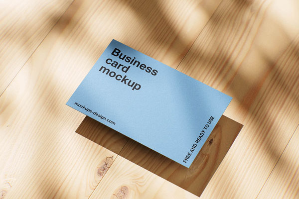 Free Business Card on Wood Panels Mockup PSD Template