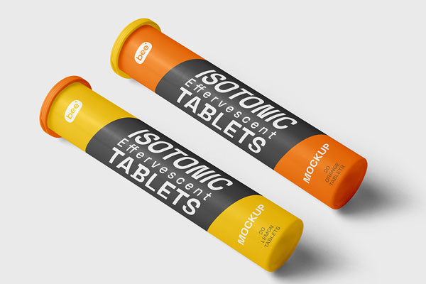 Free Effervescent Tablets Bottle Mockup PSD Template