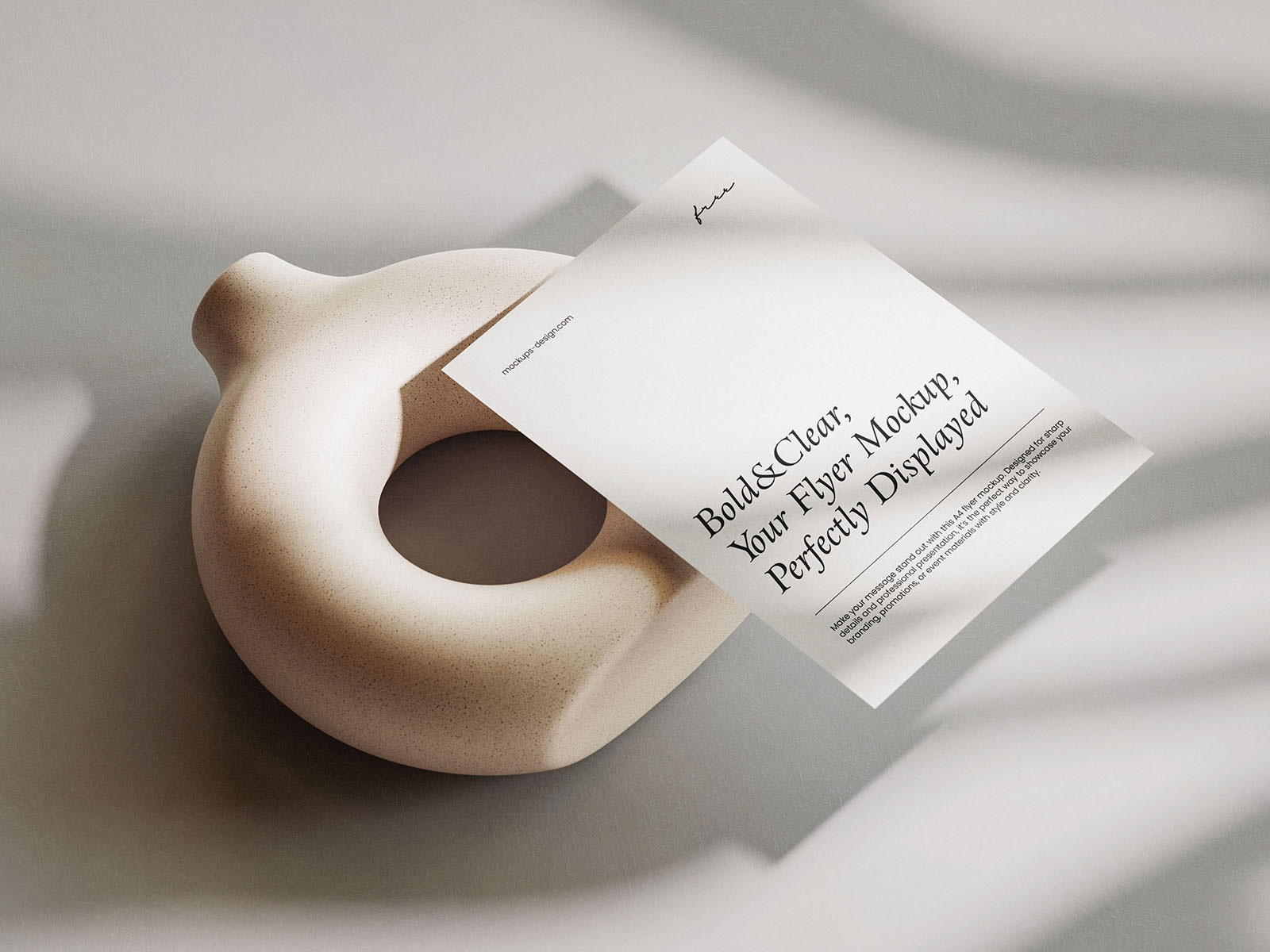 Free Elegant A4 Flyer Mockup with Artistic Display PSD Template