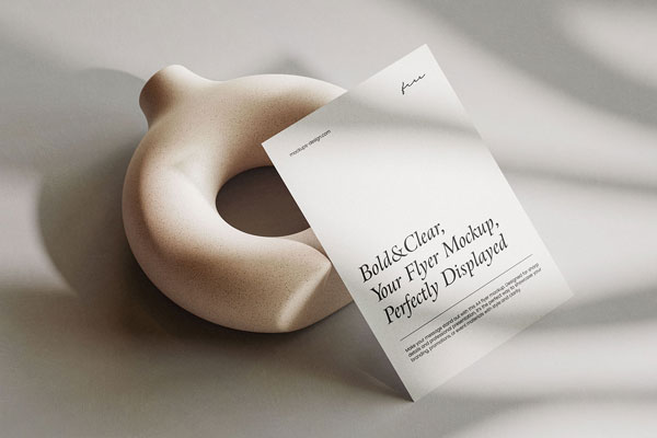 Free Elegant A4 Flyer Mockup with Artistic Display PSD Template