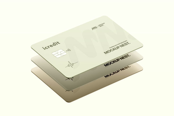 Free Floating Credit Card Mockup PSD Template