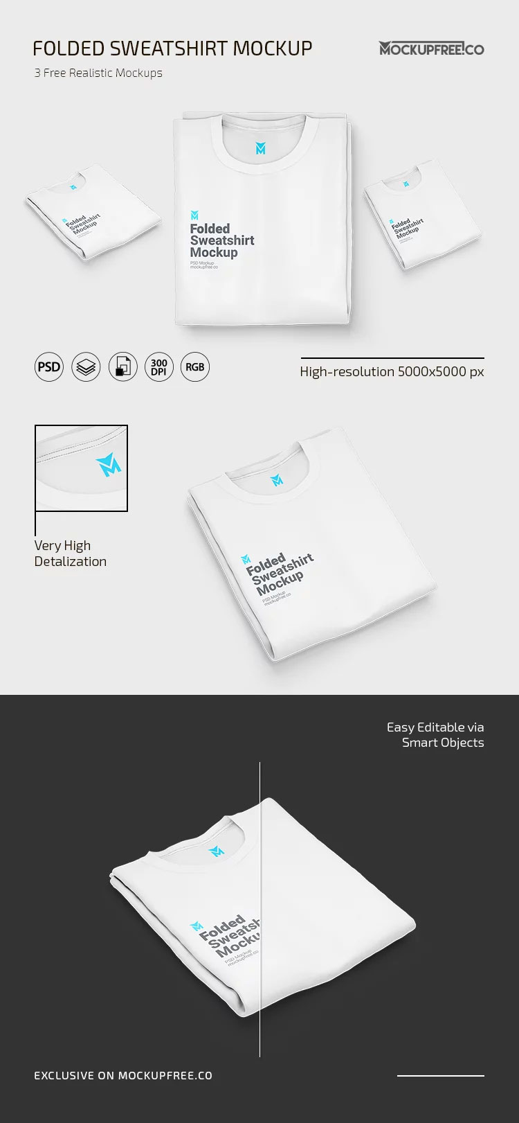 Free Folded Sweatshirt Mockup PSD Template