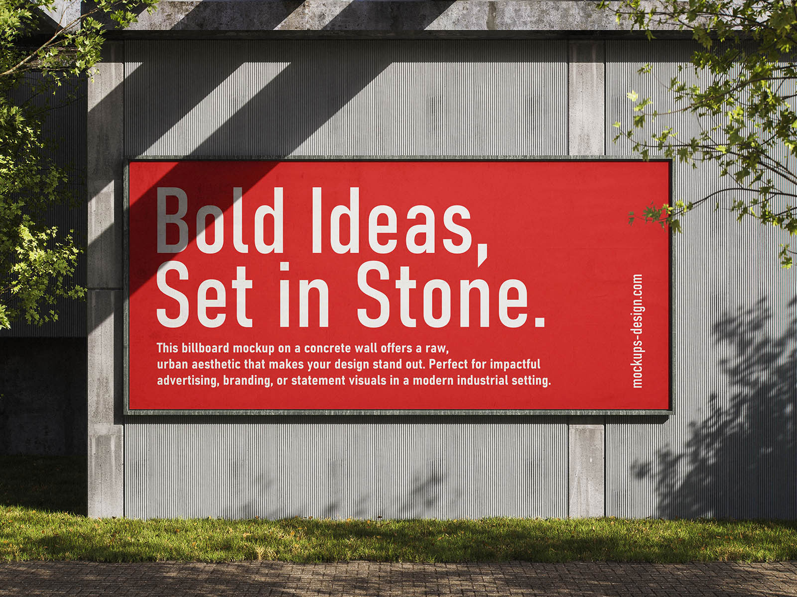 Free Industrial Concrete Billboard Mockup PSD Template
