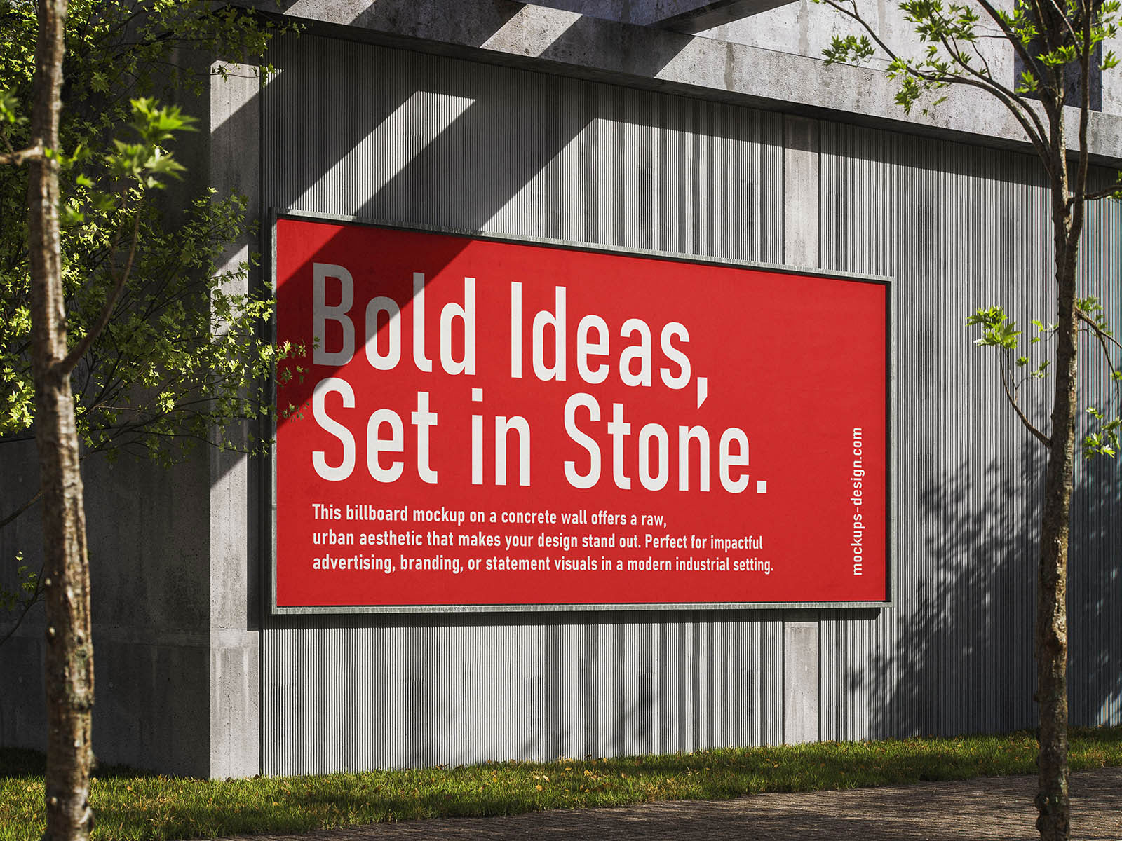 Free Industrial Concrete Billboard Mockup PSD Template