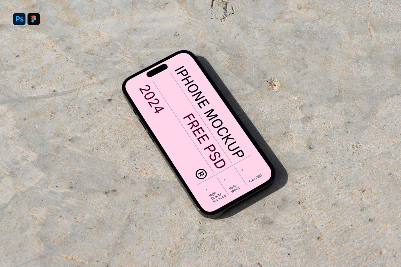 Free iPhone Pro on Path Mockup PSD Template