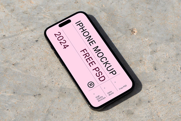 Free iPhone Pro on Path Mockup PSD Template