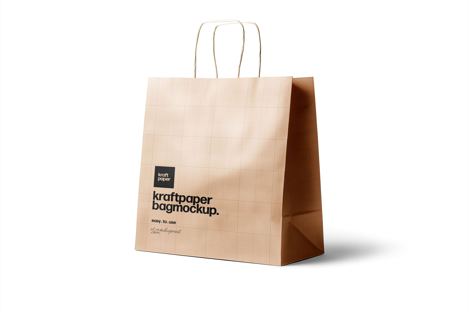 Free Kraft Paper Shopping Bag Mockup with Handles PSD Template