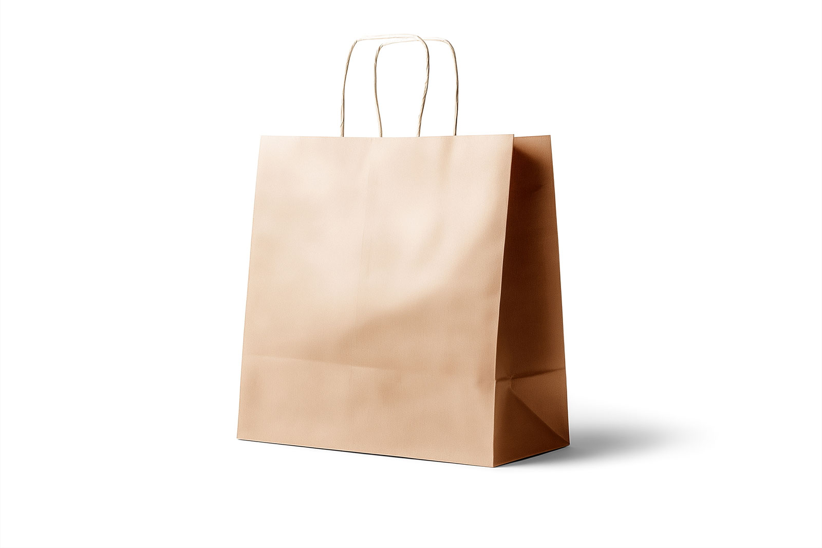 Free Kraft Paper Shopping Bag Mockup with Handles PSD Template