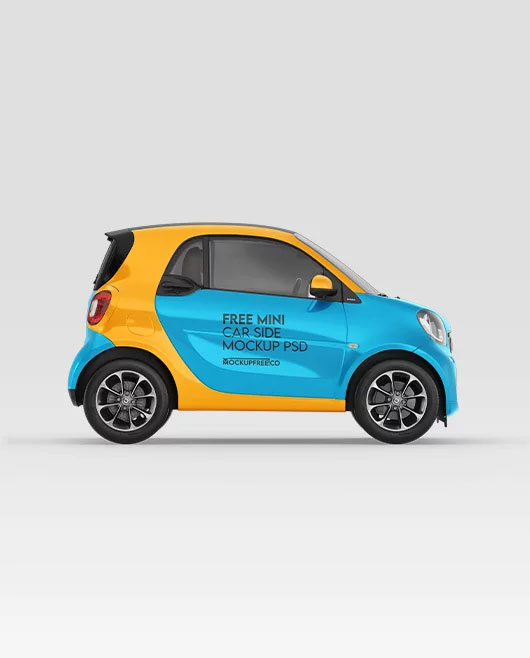 Free Mini Car Mockup PSD Template