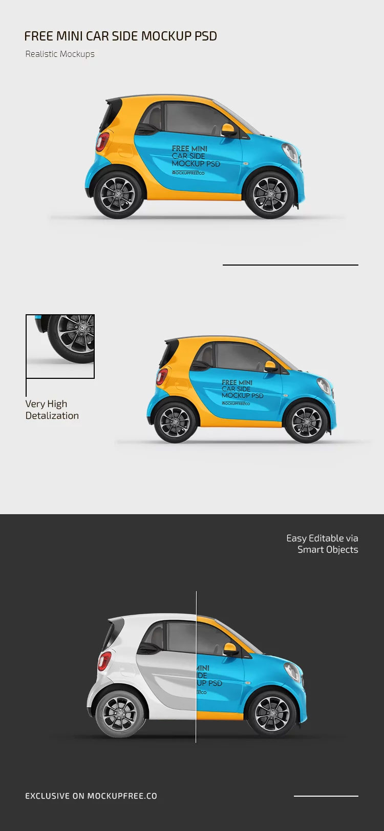Free Mini Car Mockup PSD Template