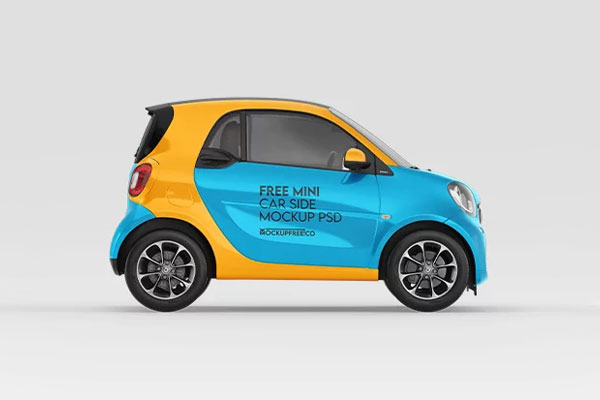 Free Mini Car Mockup PSD Template