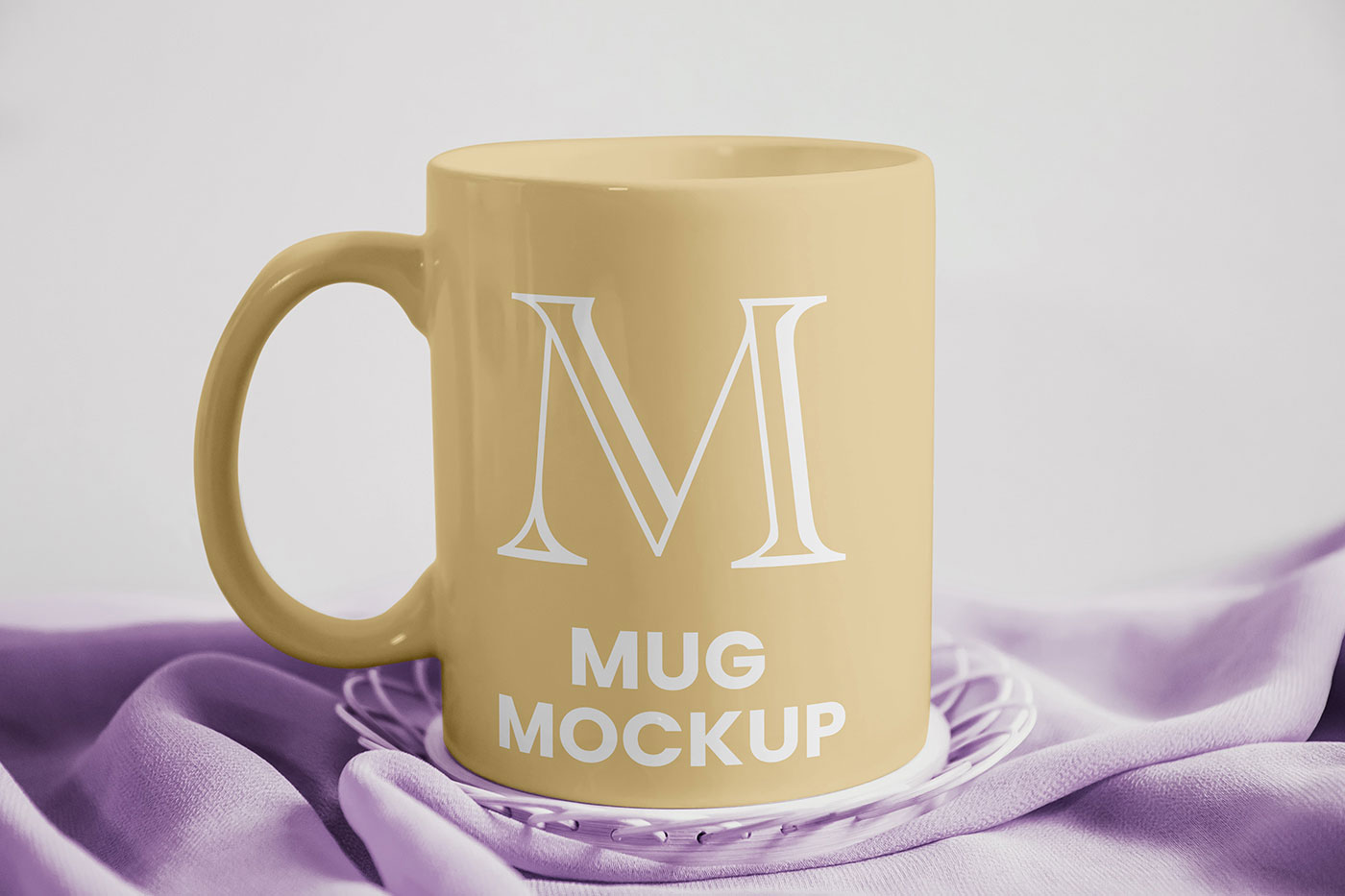 Free Mug on Tablecloth Mockup PSD Template