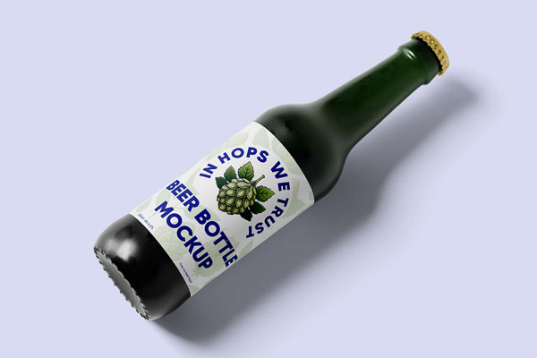 Free Perspective Beer Bottle Mockup PSD Template