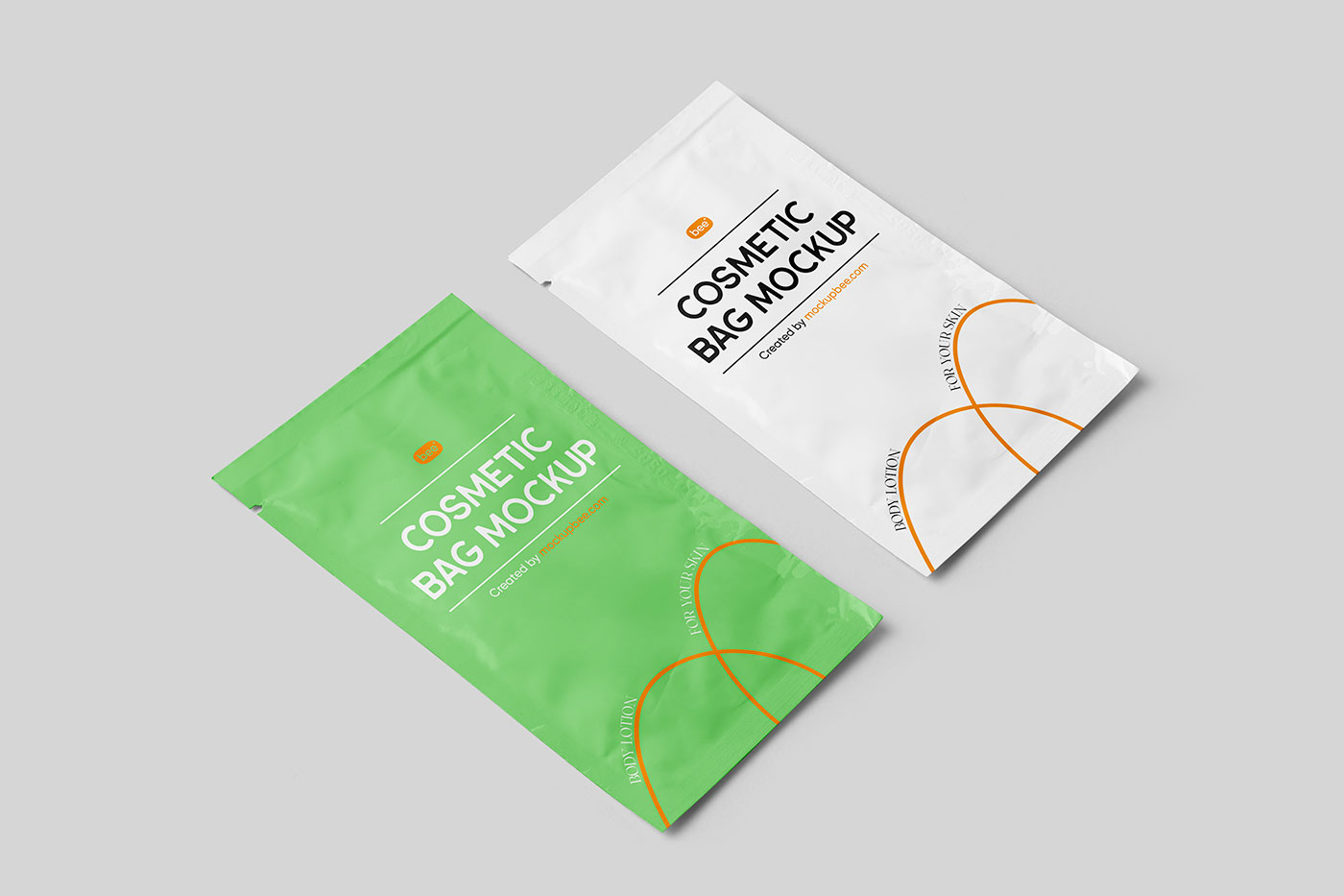 Free Perspective Cosmetic Sachet Mockups PSD Template