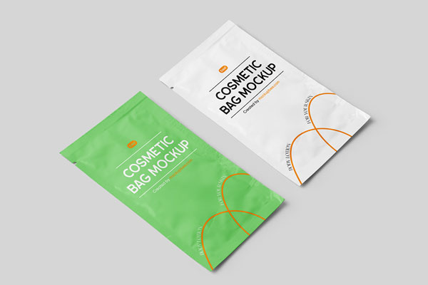 Free Perspective Cosmetic Sachet Mockups PSD Template
