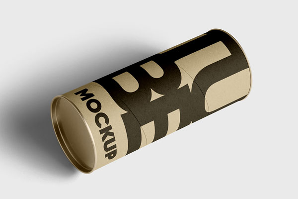 Free Perspective Paper Tube Mockup PSD Template