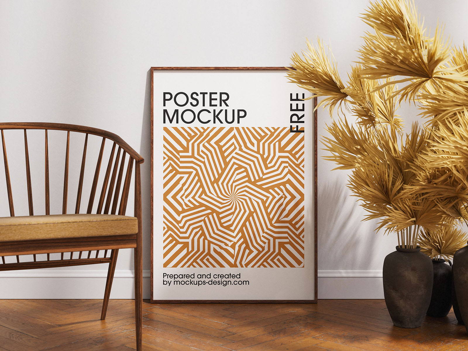 Free Poster Frame on the Floor Mockup PSD Template