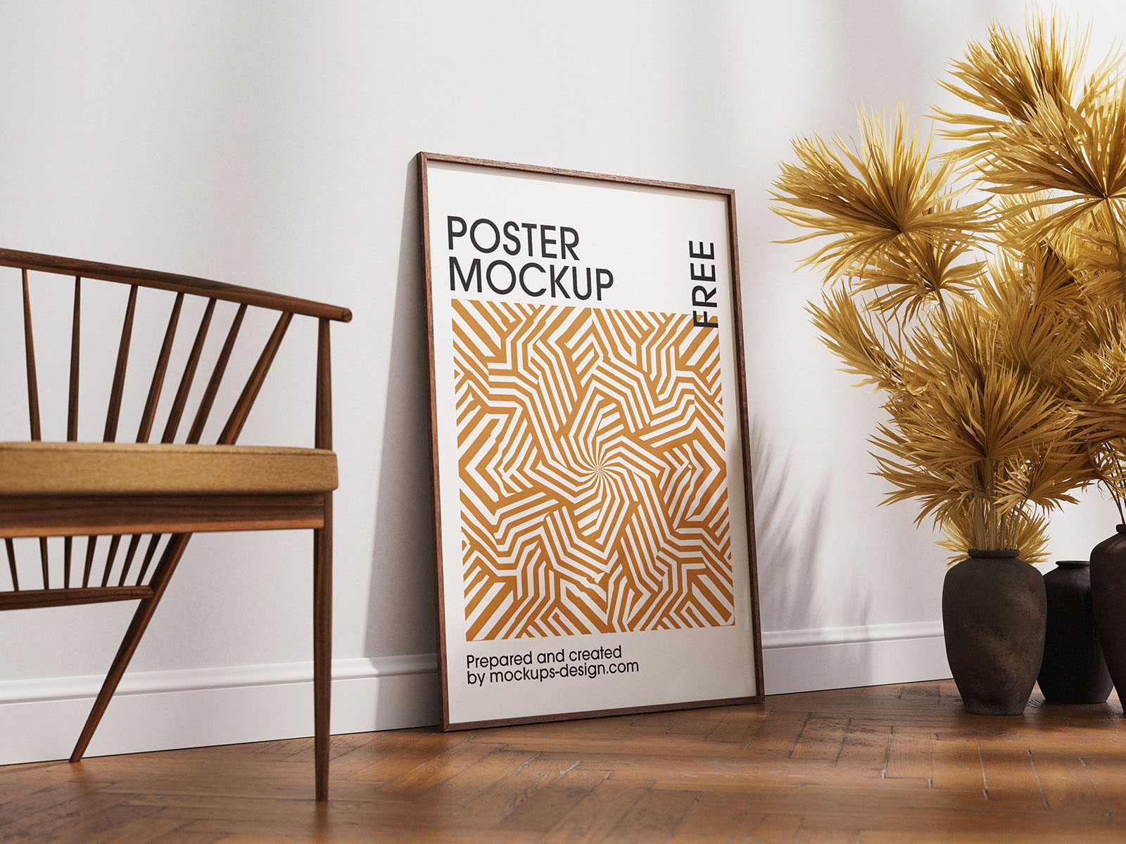 Free Poster Frame on the Floor Mockup PSD Template