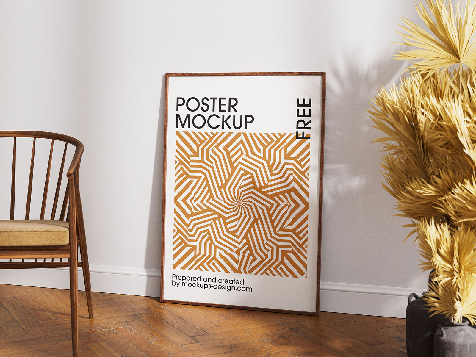 Free Poster Frame on the Floor Mockup PSD Template