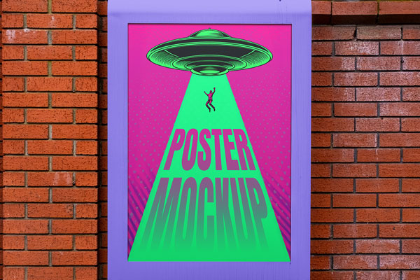 Free Poster on Brick Wall Mockup PSD Template