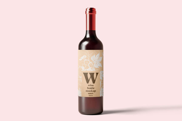 Free Standing Wine Bottle Mockup PSD Template