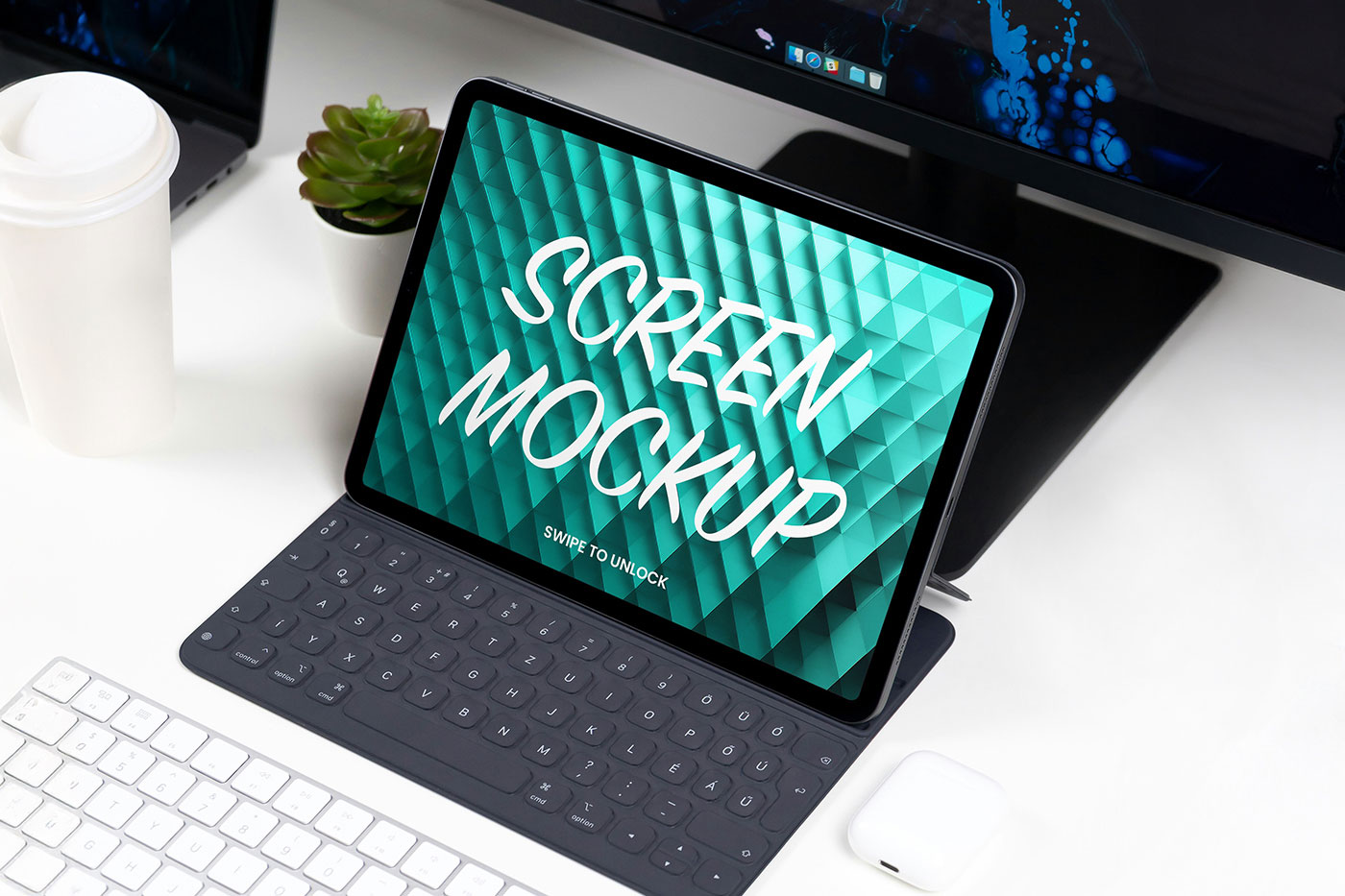 Free Tablet on Desk Mockup PSD Template