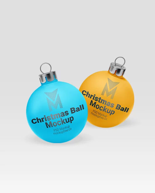 Free Three Christmas Ball Mockups PSD Template