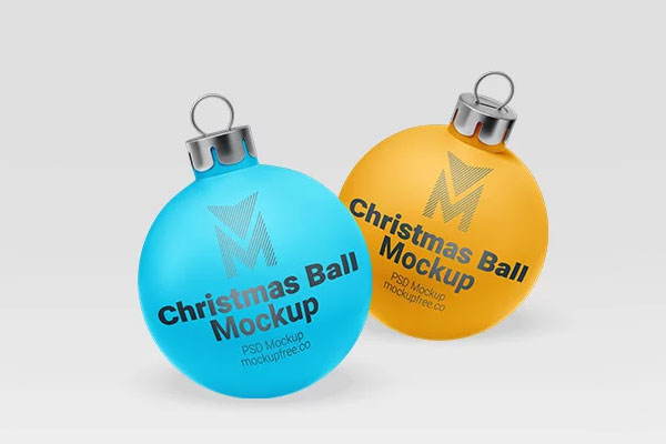 Free Three Christmas Ball Mockups PSD Template