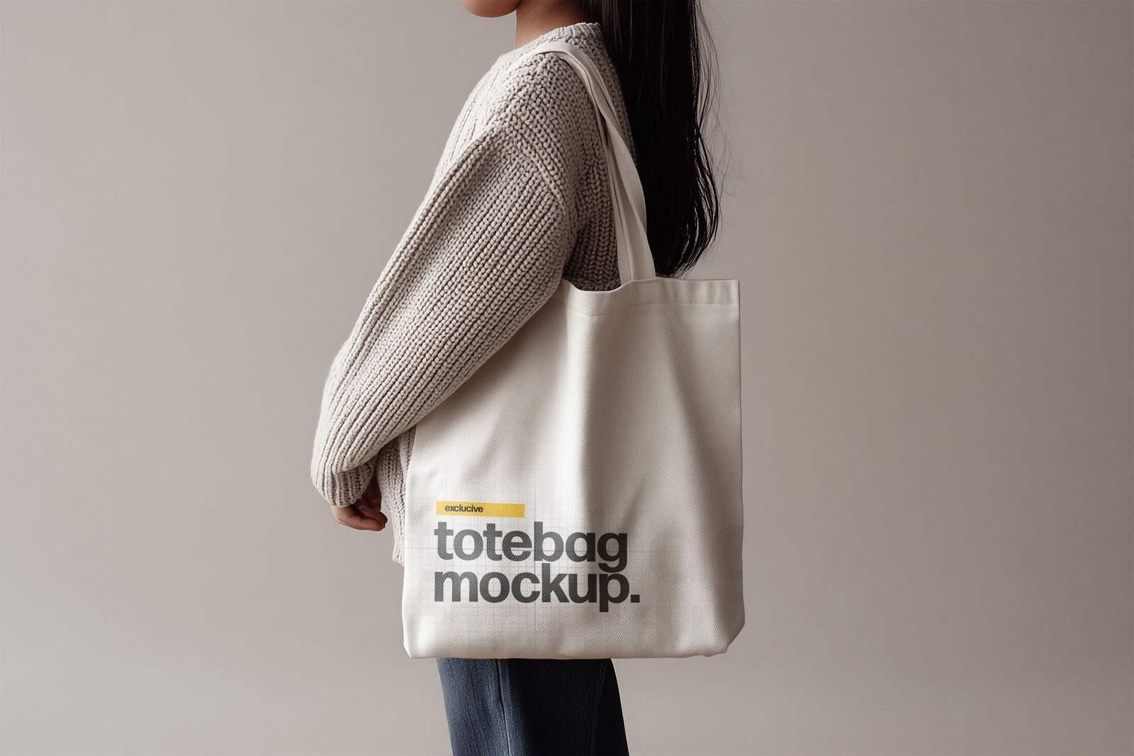 Free Tote Bag Mockup Holding by a Girl PSD Template