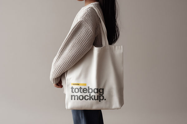 Free Tote Bag Mockup Holding by a Girl PSD Template