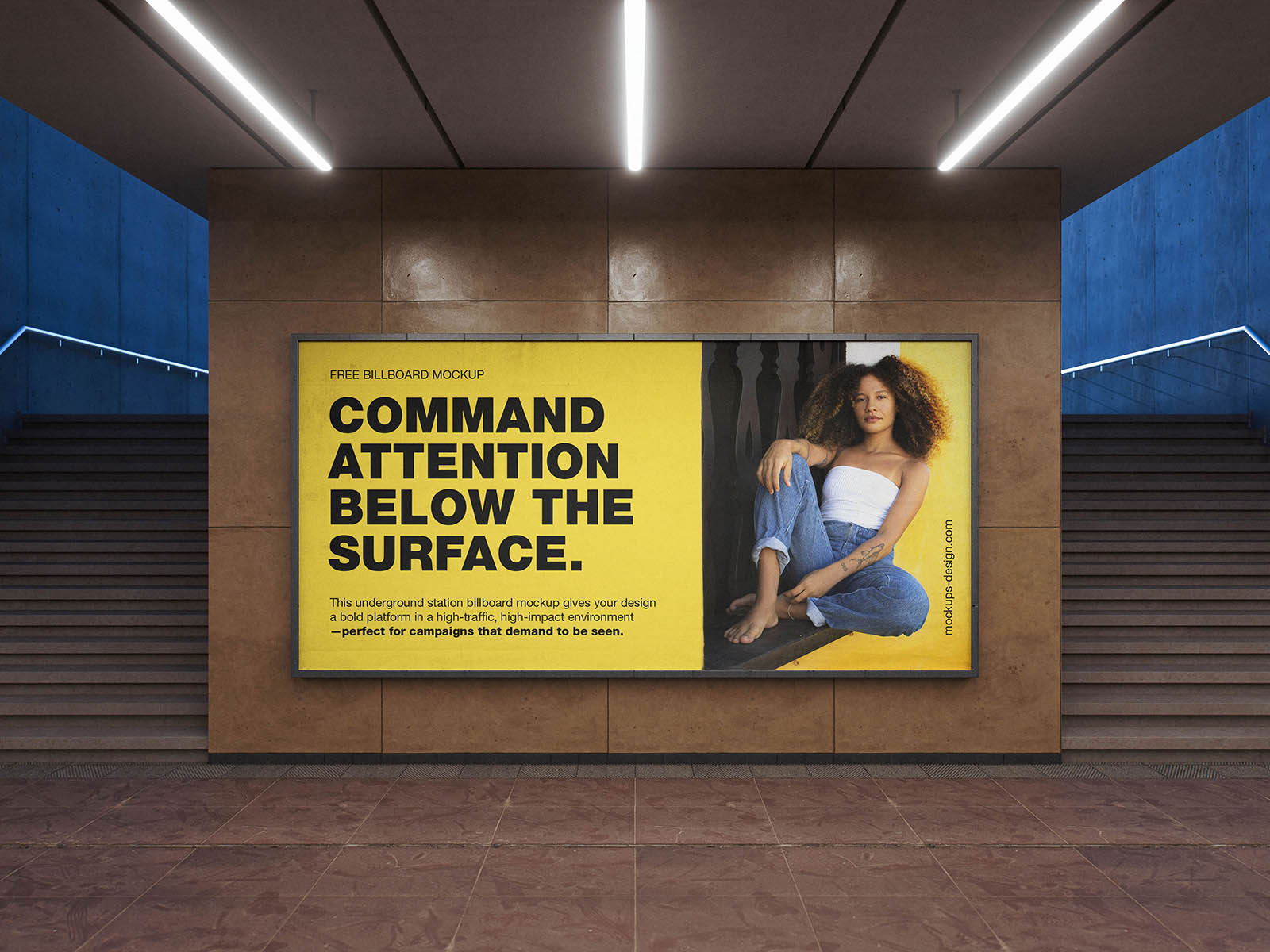 Free Underground Billboard Mockup PSD Template