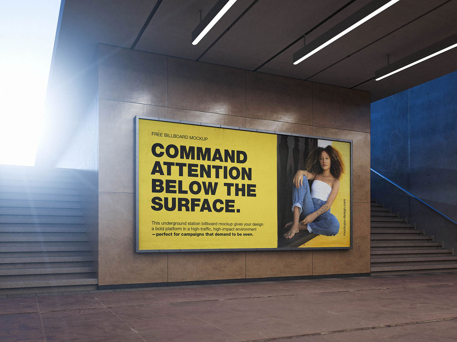 Free Underground Billboard Mockup PSD Template