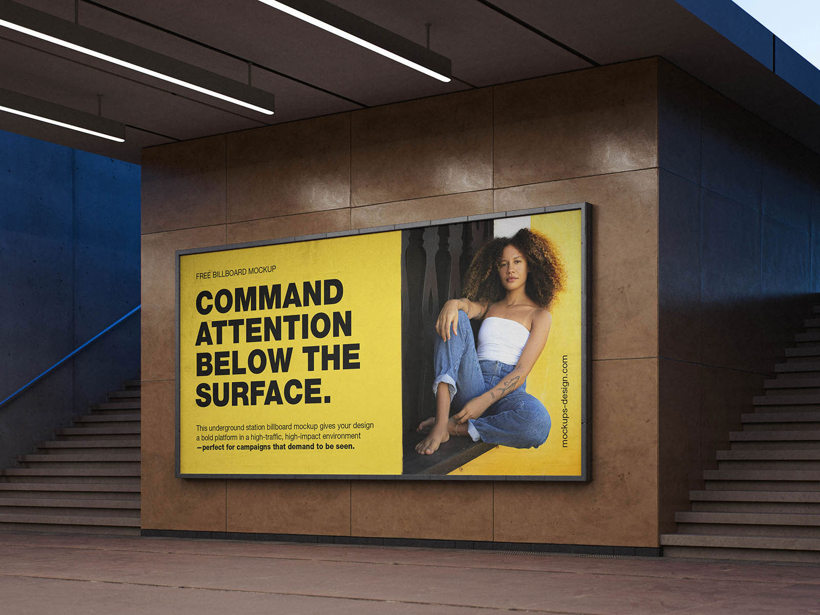 Free Underground Billboard Mockup PSD Template