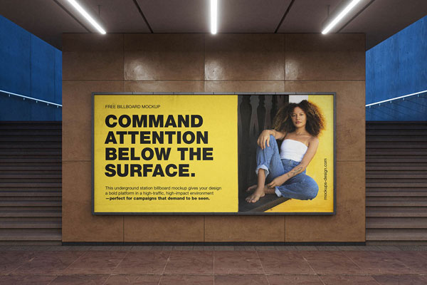 Free Underground Billboard Mockup PSD Template