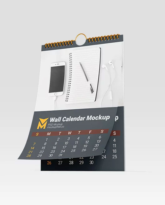 Free Wall Calendar Mockup PSD Template